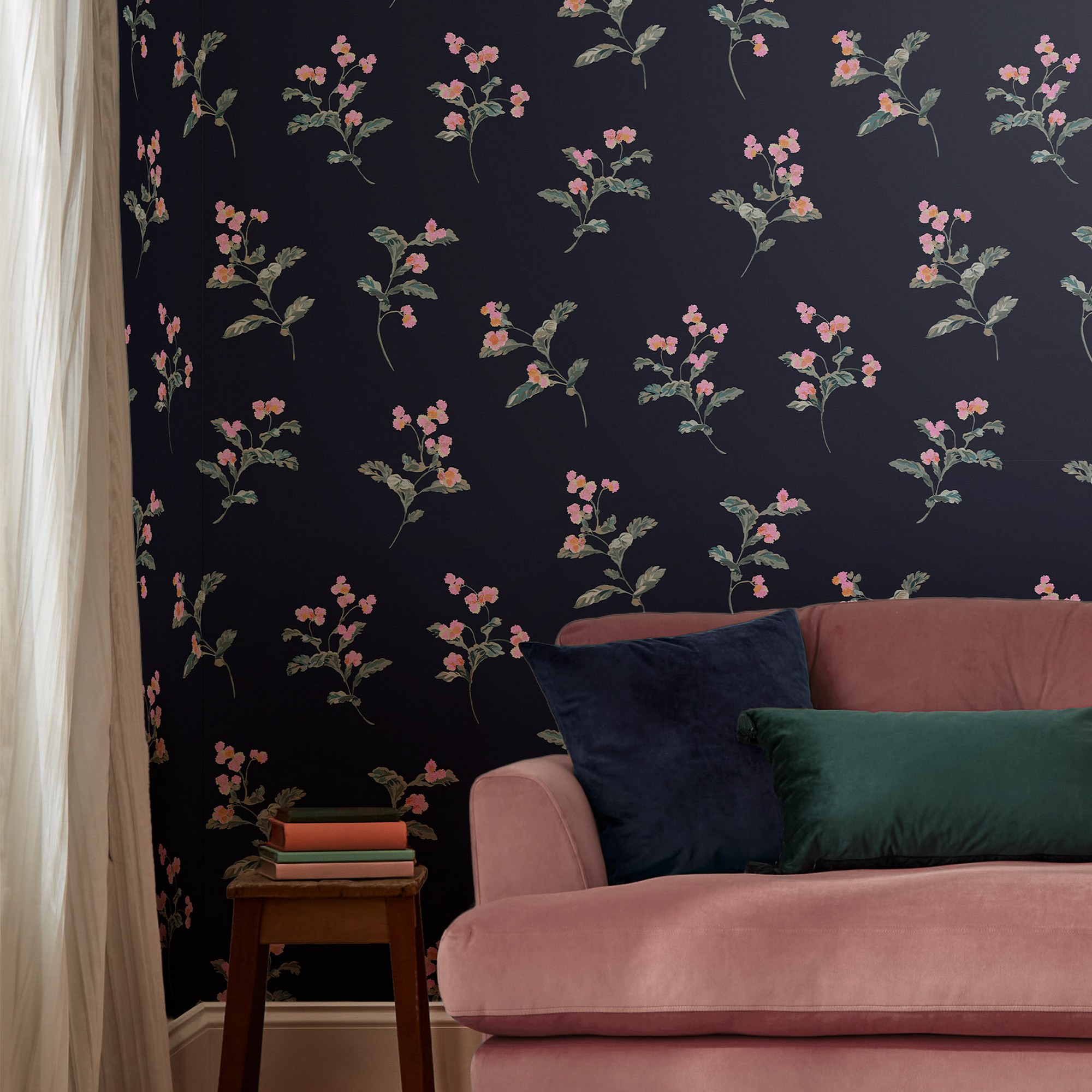 Swanton Floral Wallpaper 118564 By Joules In Midnight Navy Blue